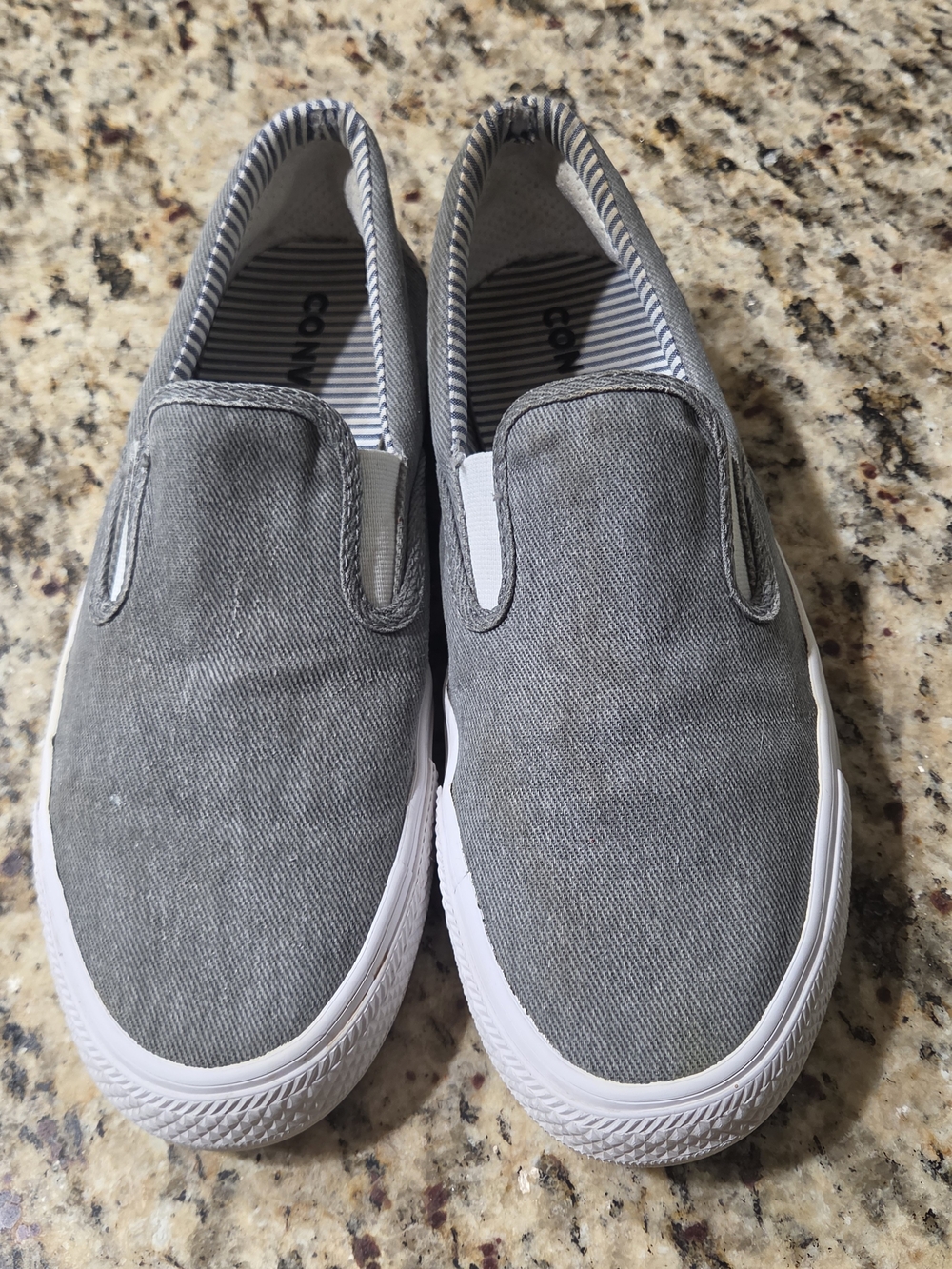 WOMEN'S Gray Slip-On Canvas Sneakers — Women's Casual Comfort, Size 9